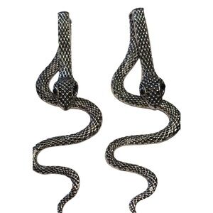 silver Alloy long Serpent Climber Stud Earrings snake ear jacket flowy earring